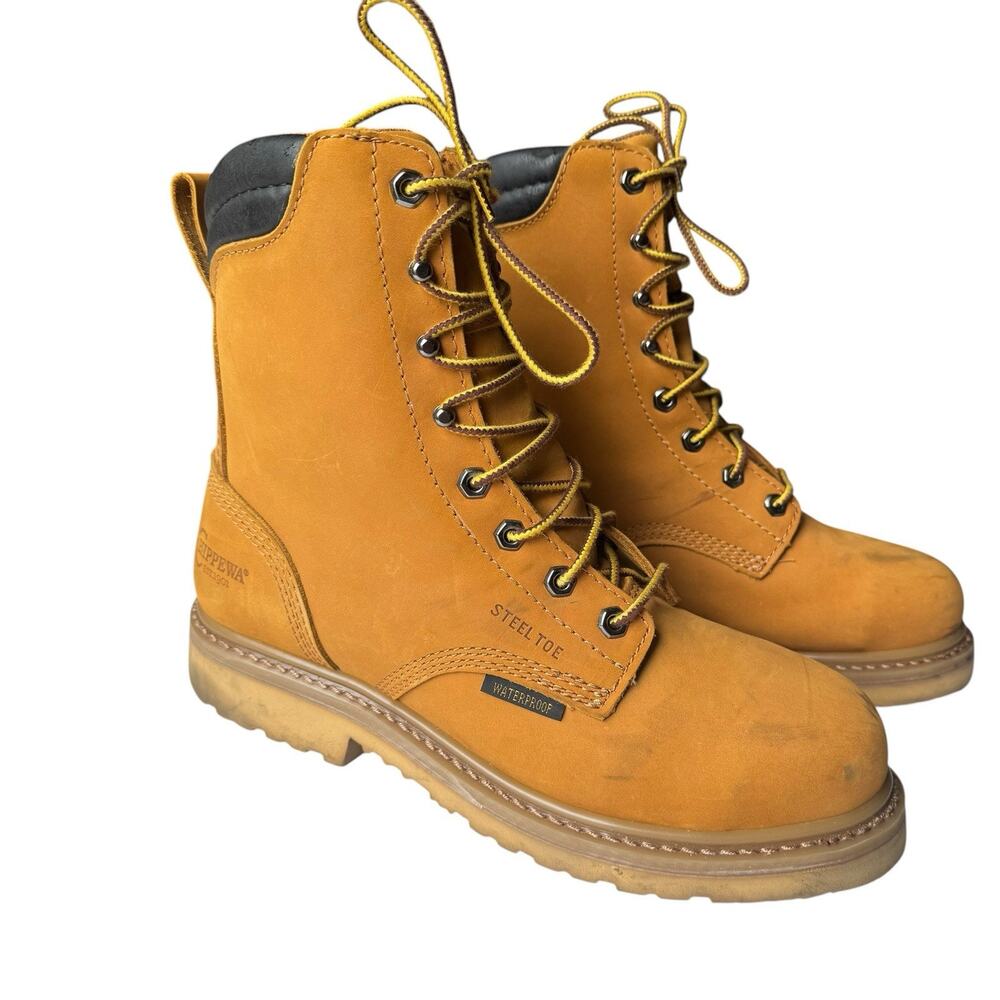 Chippewa Leather Insulated Waterproof 8”Steel Toe Work Boots NC2504 Size 8.5D